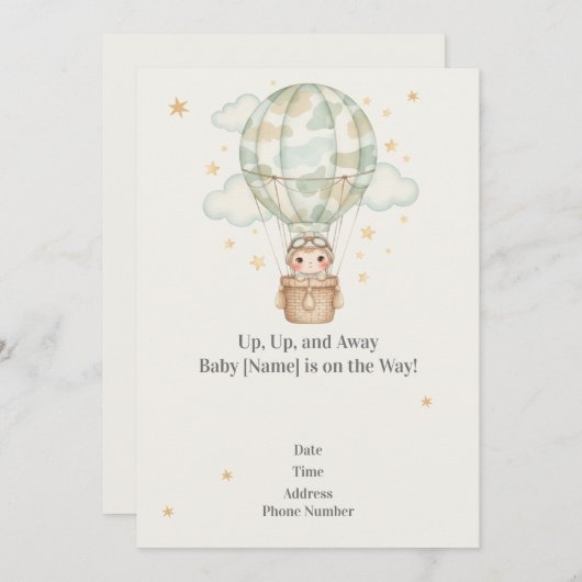 ベビーシャワー招待状(軍隊家族用) 招待状 (正面/裏面)