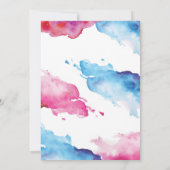 ベビーシャワー招待状|青とピンクの水彩 招待状 (裏面)