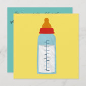 ベビーシャワー招待状 – 黄色のベビーボトル 招待状 (正面/裏面)
