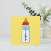 ベビーシャワー招待状 – 黄色のベビーボトル 招待状 (スタンド正面)