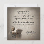 ベビーシャワー招待状（2）- テディベアと赤ちゃん 招待状 (裏面)