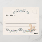 ベビーシャワー招待状 | Teddy Bear Foilはがき 箔シーズンポストカード (裏面)