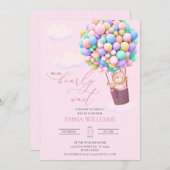 ベビーシャワー招待 ベア風船 ベアリーウェイト！ 招待状 (正面/裏面)