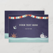 ベビーシャワー挿入カードアホイ航海の海クジラ エンクロージャーカード (正面/裏面)