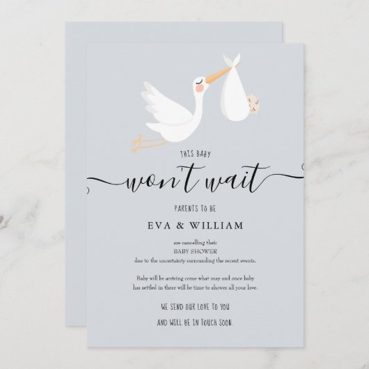 ベビーシャワー散水消灯カード 招待状 (正面/裏面)