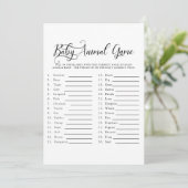 ベビーシャワー文字のみベビーアニマルゲーム招待状 招待状 (スタンド正面)