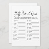 ベビーシャワー文字のみベビーアニマルゲーム招待状 招待状 (正面/裏面)