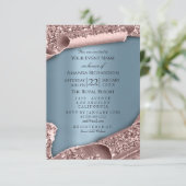 ベビーシャワー新しいガールボーイ足グラムバラブルー3D 招待状 (スタンド正面)