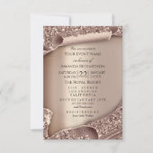 ベビーシャワー新しいガールボーイ足グラムバラ金ゴールド3D 招待状 (正面)