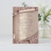 ベビーシャワー新しいガールボーイ足グラムバラ金ゴールド3D 招待状 (スタンド正面)