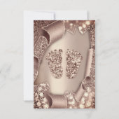 ベビーシャワー新しいガールボーイ足グラムバラ金ゴールド3D 招待状 (裏面)