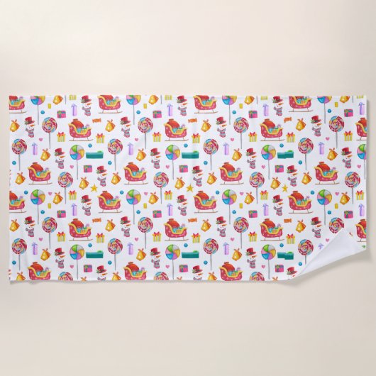 ベビーシャワー新生児ギフトラップキャンディベビーコテージ ビーチタオル (正面)