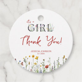 ベビーシャワー春の花の少女 フェイバータグ