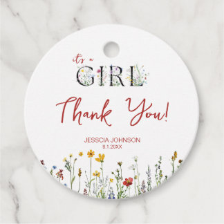 ベビーシャワー春の花の少女 フェイバータグ