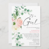 ベビーシャワー春フローラピンク緑でドライブ 招待状 (正面)