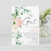 ベビーシャワー春フローラピンク緑でドライブ 招待状 (スタンド正面)