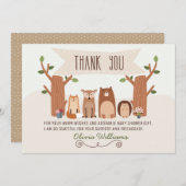 ベビーシャワー森林動物サンキューカード サンキューカード (正面/裏面)