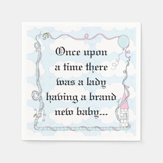 ベビーシャワー標準カクテルナプキンキャッスルPk/Bl スタンダードカクテルナプキン (正面)