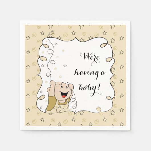 ベビーシャワー標準カクテルナプキン金ゴールド/Bkベビー スタンダードカクテルナプキン (正面)