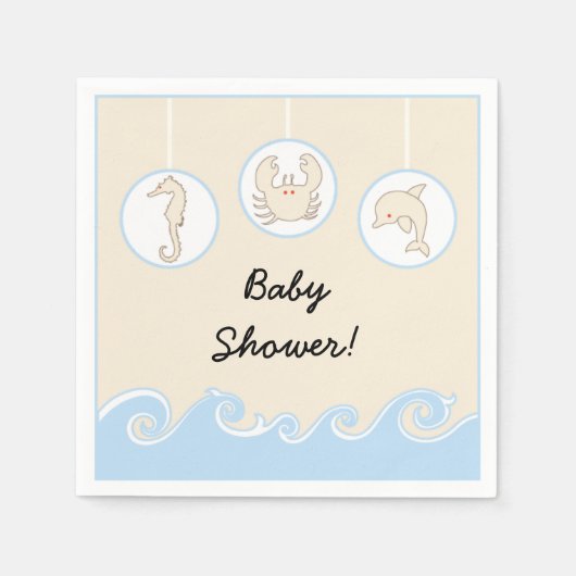 ベビーシャワー標準カクテルナプキン「シーモバイル」 スタンダードカクテルナプキン (正面)