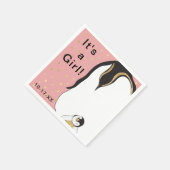 ベビーシャワー標準ナプキン「金ゴールド/ピンクペンギン」 スタンダードカクテルナプキン (角)