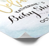 ベビーシャワー歓迎ウォーターカラーボホフラワーフェザー ポスター (角)