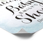 ベビーシャワー歓迎ウォーターカラーボホフラワーフェザー ポスター (角)