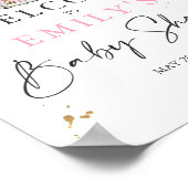 ベビーシャワー歓迎サインピンクフローラ ポスター (角)