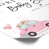 ベビーシャワー歓迎サインピンクフローラ ポスター (角)