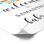 ベビーシャワー歓迎サイン熱気球の動物 ポスター (角)