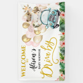 ベビーシャワー歓迎バナーでドライブ |かわいいサファリ 横断幕 (縦)