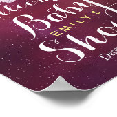 ベビーシャワー歓迎フローラ羽毛ブルゴーニュ赤 ポスター (角)