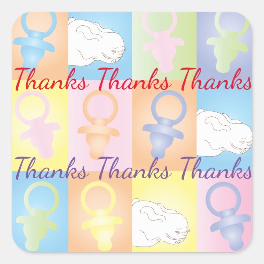 ベビーシャワー正方形ステッカーパチバニー スクエアシール (正面)