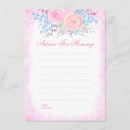 ベビーシャワー水の色のブーケバラママto-Be アドバイスカード (正面)