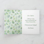 ベビーシャワー水の色の緑リースありがとう サンキューカード (内部)