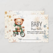 ベビーシャワー水の色テディベアパーティー エンクロージャーカード (正面/裏面)