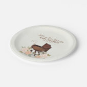 ベビーシャワー水の色素朴緑のフローラ ペーパープレート (アングル)