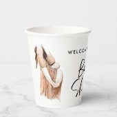 ベビーシャワー水カラーイラストレーションシンプルスクリプト 紙コップ (正面)