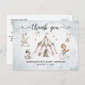 ベビーシャワー水カラーサーカスありがとう ポストカード (正面/裏面)
