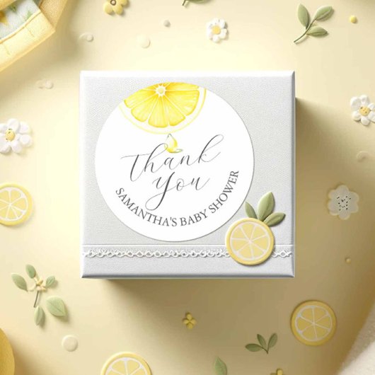 ベビーシャワー水カラーレモンのステッカー ラウンドシール