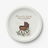 ベビーシャワー水カラー素朴ユーカリフローラ ペーパープレート (正面)