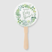 ベビーシャワー水カラー緑リース ハンドファン (正面)