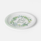 ベビーシャワー水カラー緑リース ペーパープレート (アングル)