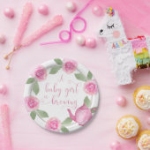 ベビーシャワー水彩のフローラベビーガールが作り出し中 ペーパープレート (パーティー)