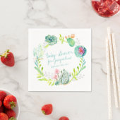 ベビーシャワー水彩アートサボテン多肉砂漠 スタンダードカクテルナプキン (インサイチュ)