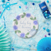 ベビーシャワー水彩フローラ男の赤ちゃんが醸造中 ペーパープレート (パーティー)