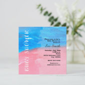 ベビーシャワー水彩ブルー&ピンク招待状 招待状 (スタンド正面)