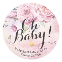 ベビーシャワー水彩ボヘミアンフラワーズ&フェザー