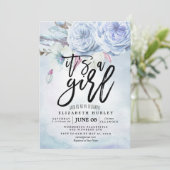 ベビーシャワー水彩ボヘミアンフラワーズ&フェザー 招待状 (スタンド正面)