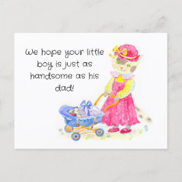 ベビーシャワー水彩猫 ポストカード